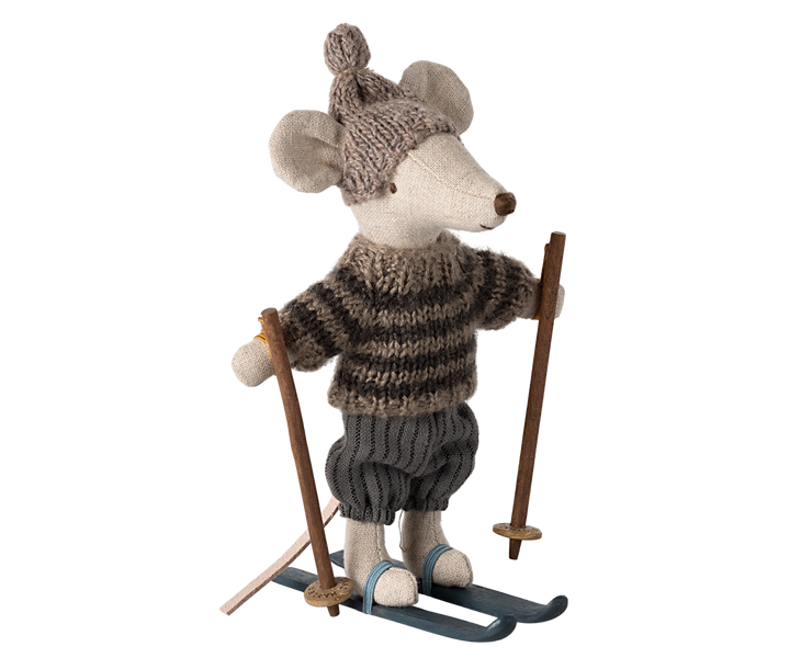 Winter Mouse with Ski Set, Big brother, grey