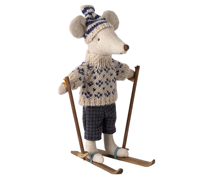 Winter Mouse with Ski Set, dad, blue