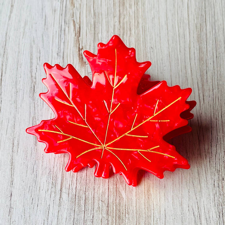 Maple leaf hair claw clip acetate autumn fall Metal teeth