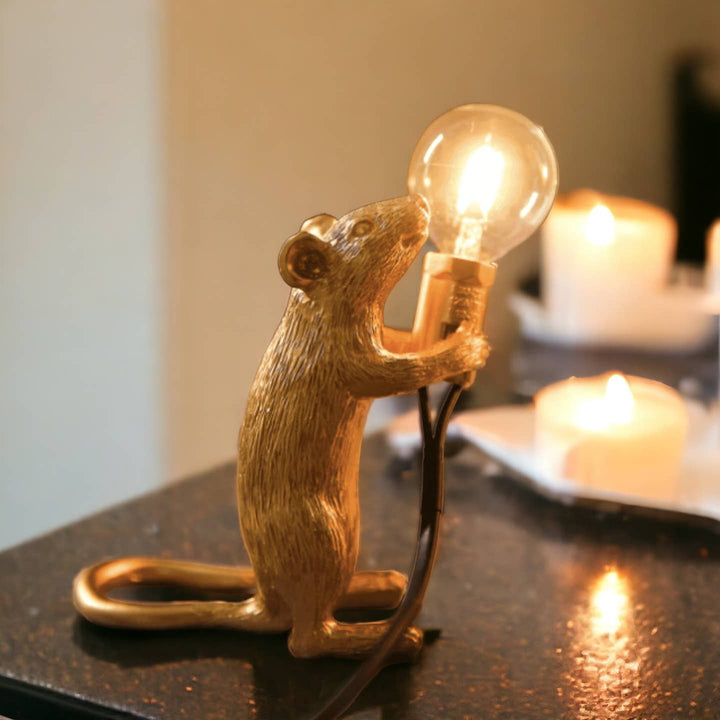 Gold Plated Mouse Resin Night Light, looking up