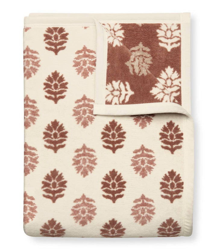 Fleur Block Print Cinnamon Blanket