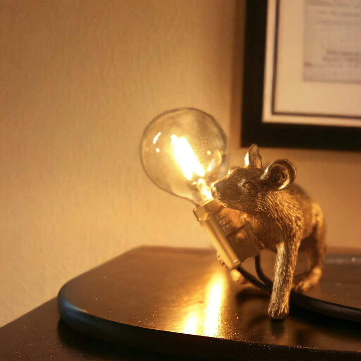 Gold Plated Mouse Resin Night Light, lying down