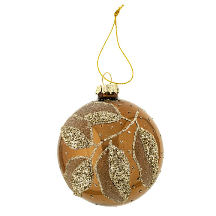 Glitter Forest Glass Ornament, brown