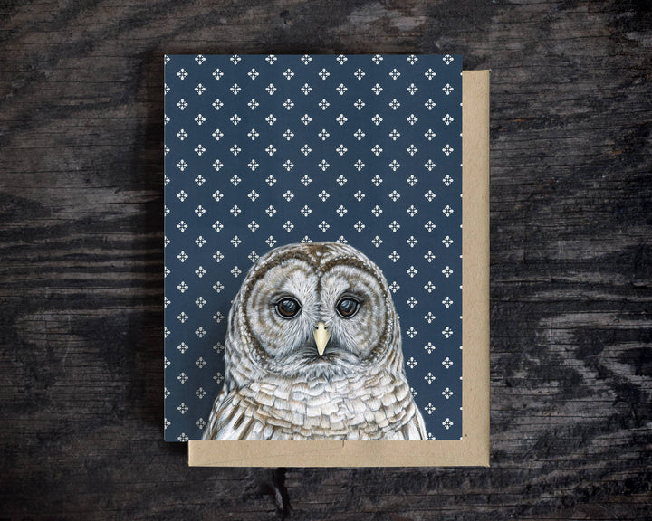 Barred Owl (Dark Blue) -  Note Card