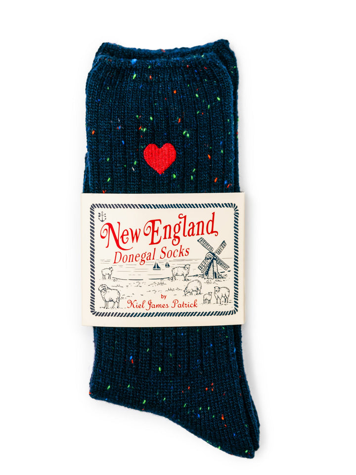 Heart Navy Donegal Sock