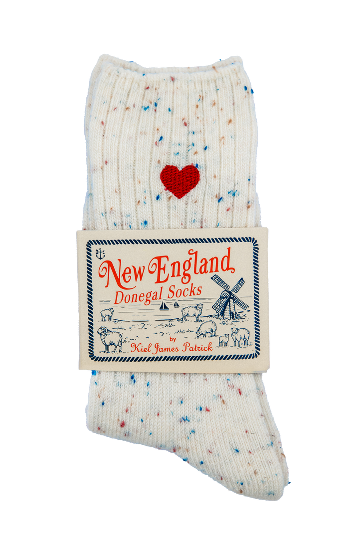 Cream Heart Donegal Sock