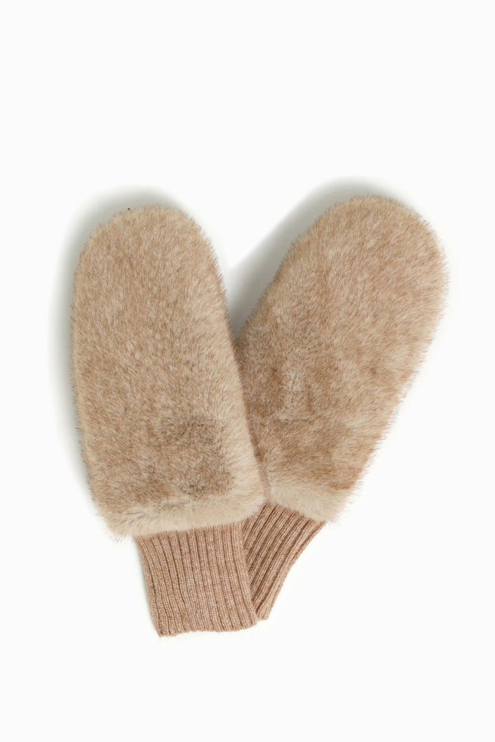 Two Tone Faux Fur Mittens