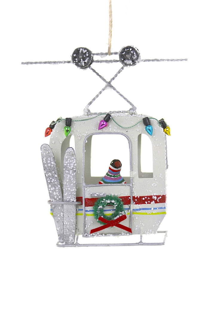 Ski Gondola Penguin Ornament, white