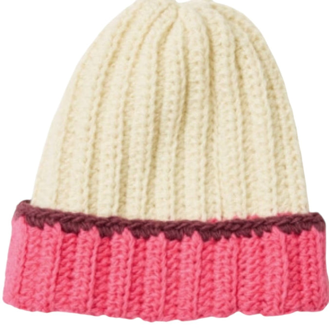 Brightside Beanie, cream/pink