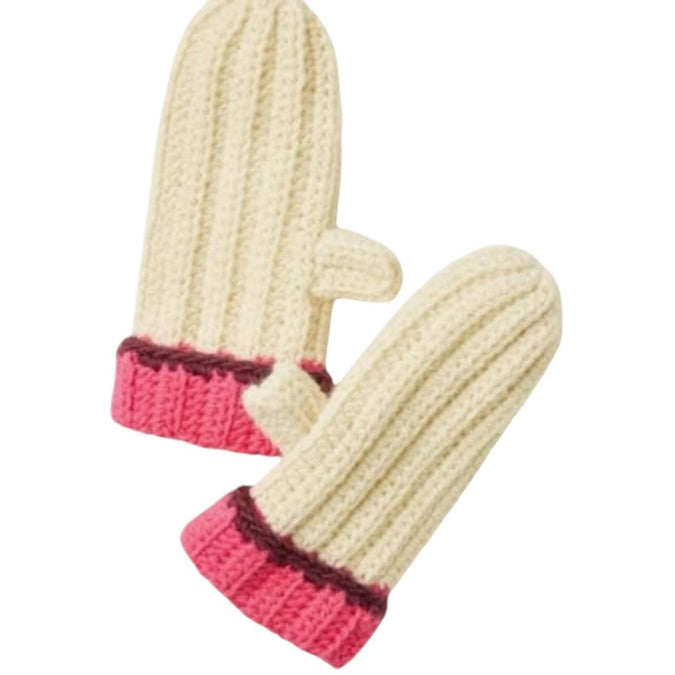 Brightside Mittens, cream/pink