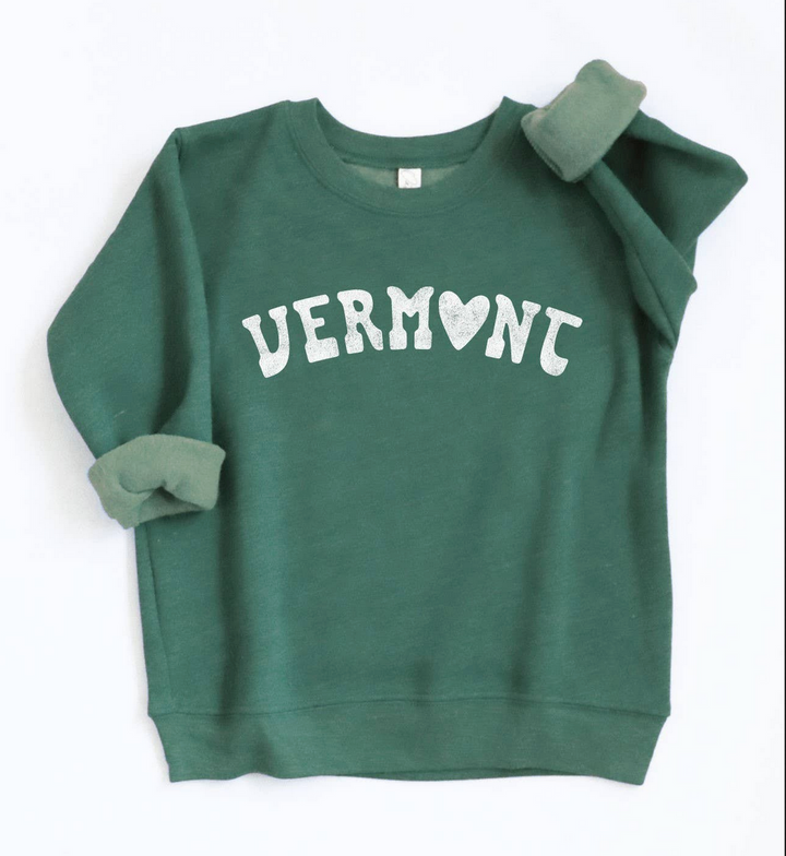 VERMONT (heart) Toddler Graphic Sweatshirt, Heather Forest