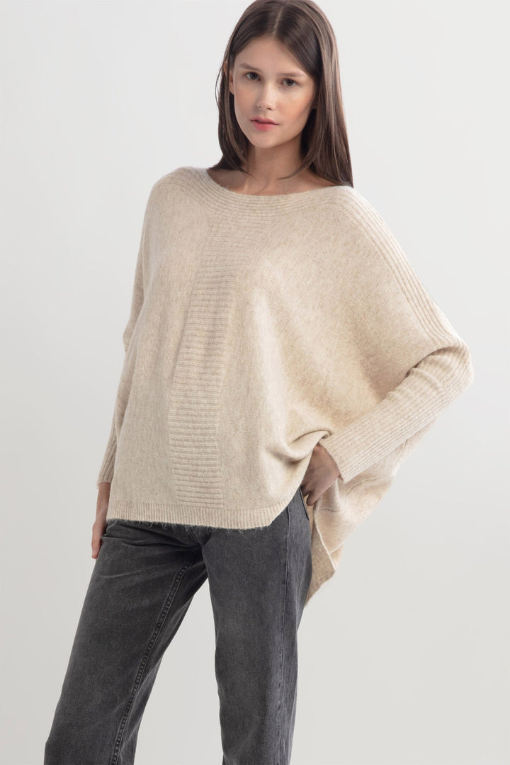 Dolman Poncho Sweater, One Size, Tan