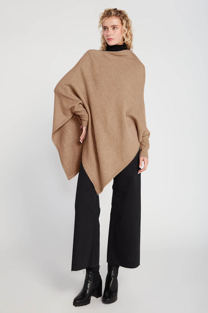 Triangle Poncho with Sleeves,  camel