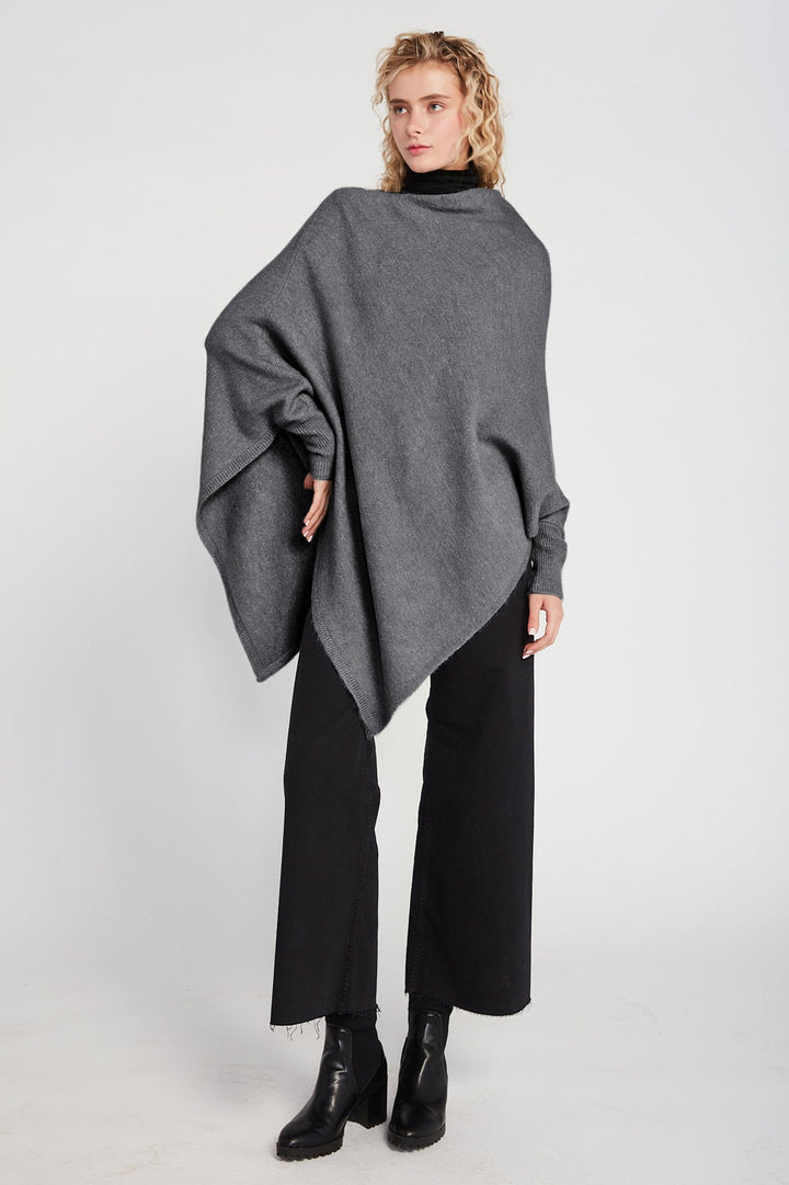 Triangle Poncho with Sleeves,  charcoal