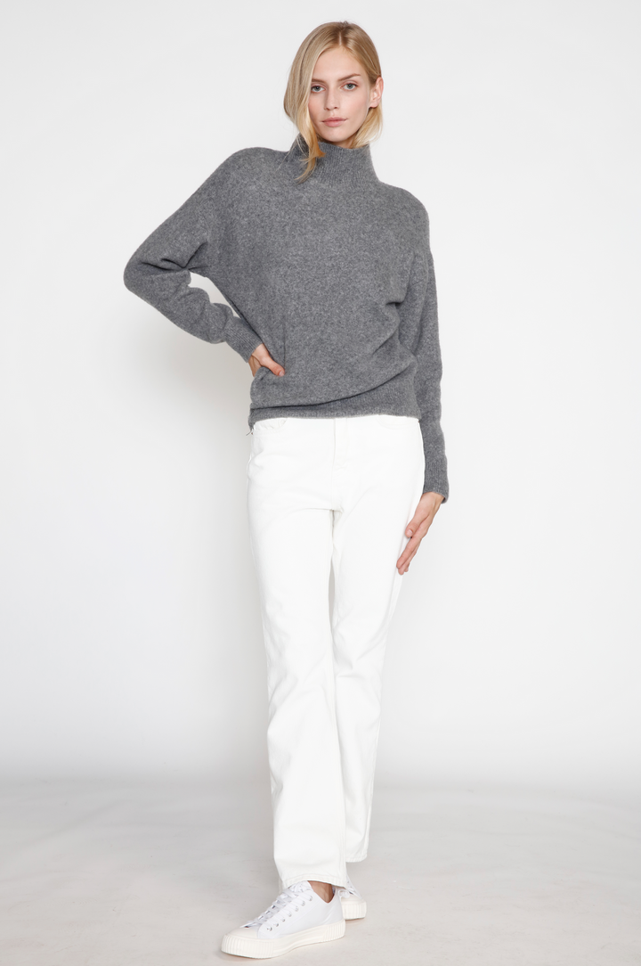 Mock Neck Basic Sweater, grey