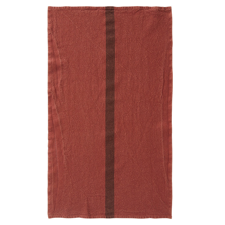 DouDou Natural Tea Towel,  raye brique