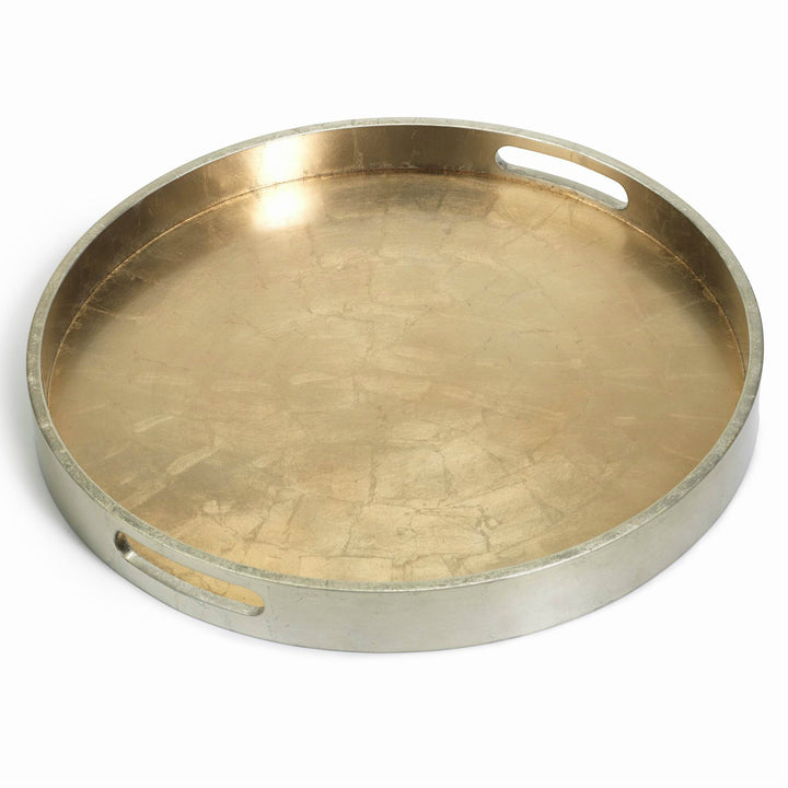 Round Antique Gold and Silver Serving Tray