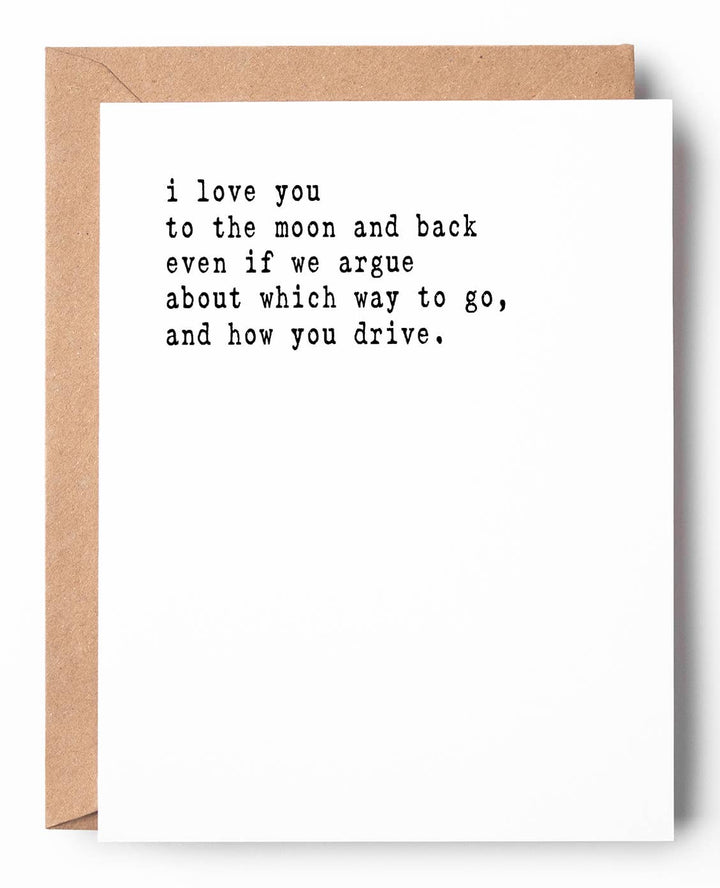 To the Moon and Back Funny Letterpress Love Card