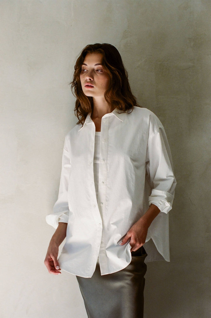 Button Down Shirt Top, Off White,