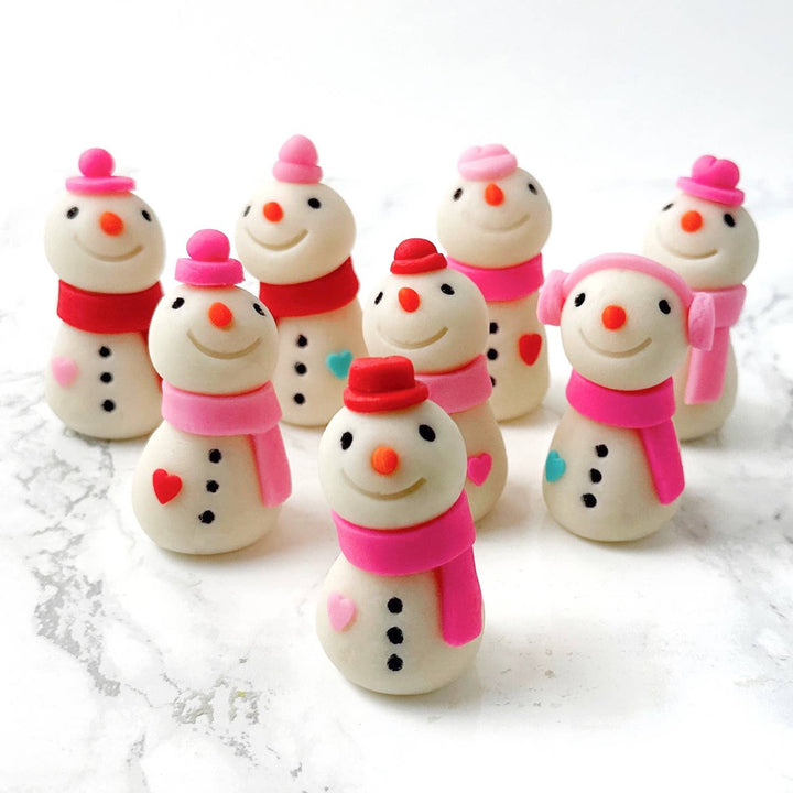 Gourmet Marzipan Valentine's Day Heart Snowmen