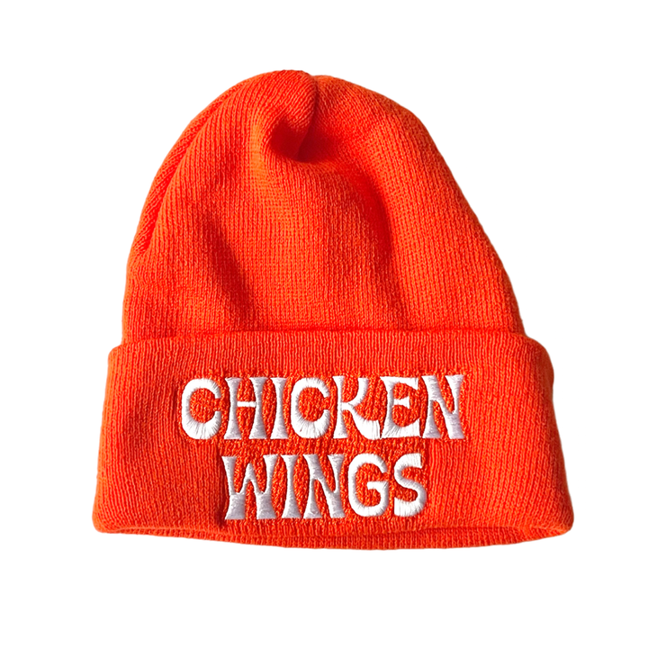 Chicken wings bright orange knit beanie hat Made in America