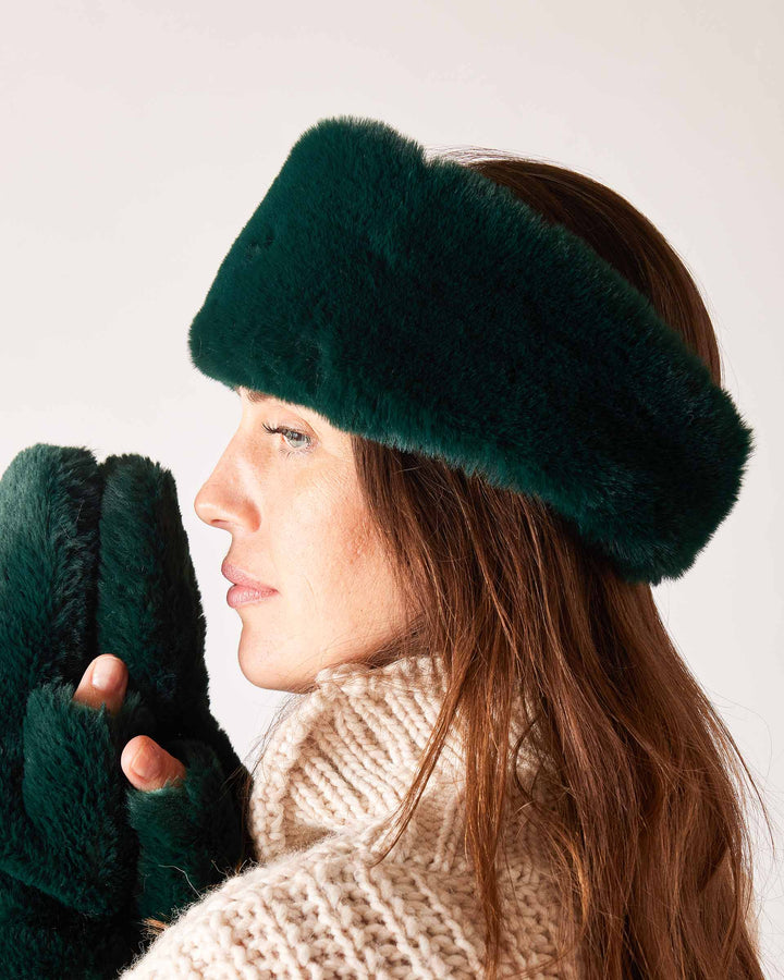 Cozy Cabin Faux Fur Headband, pine