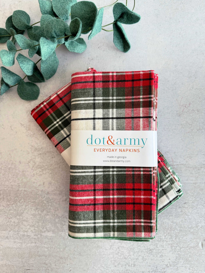 Holiday Plaid Cloth Napkins, set of four