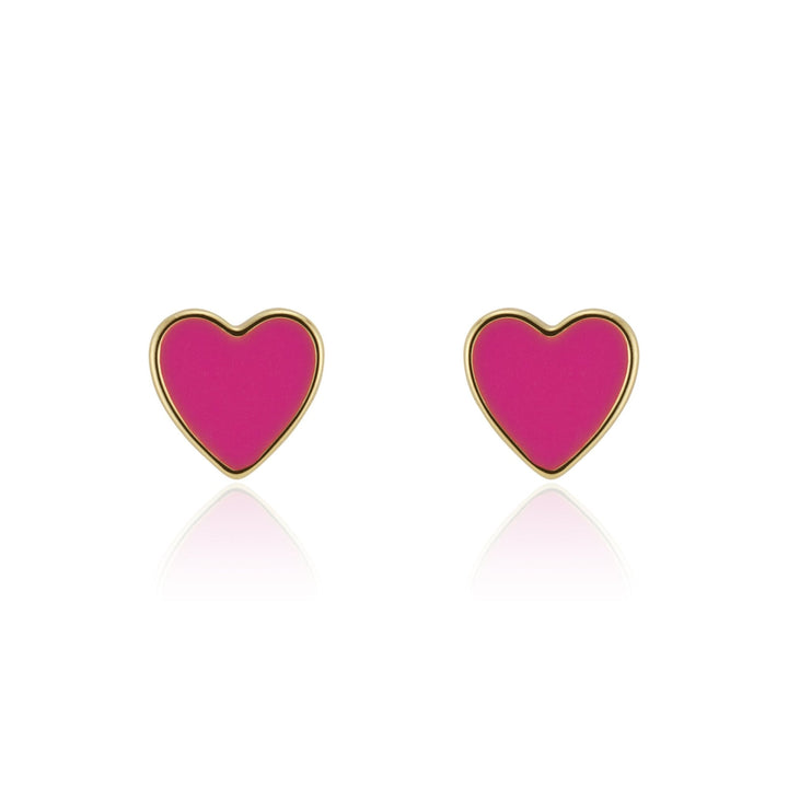 Hot Pink Heart Enamel Studs