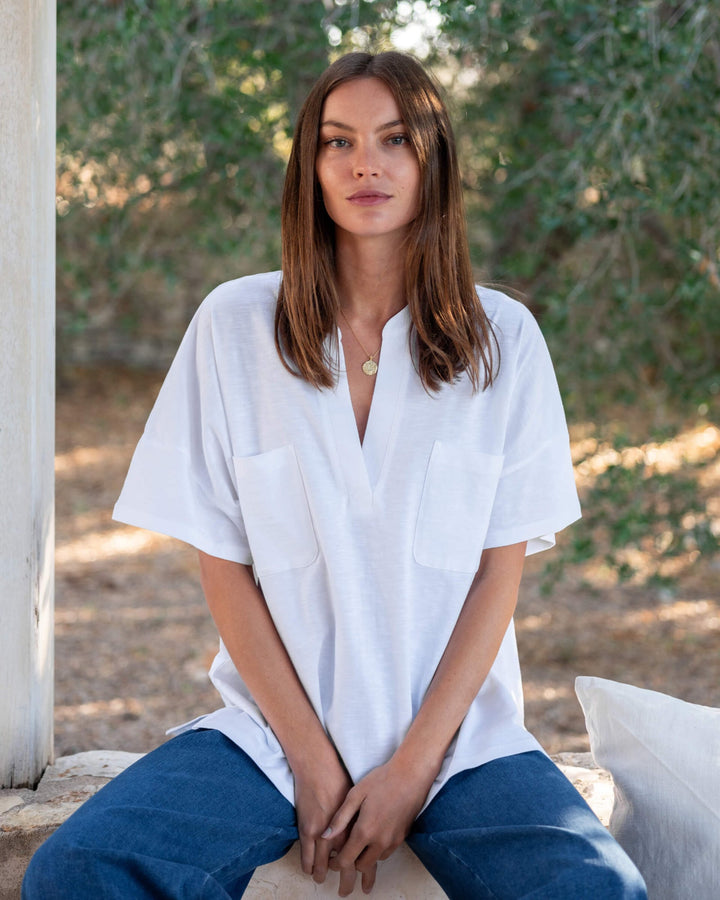 Amelia Pocket Tee, white