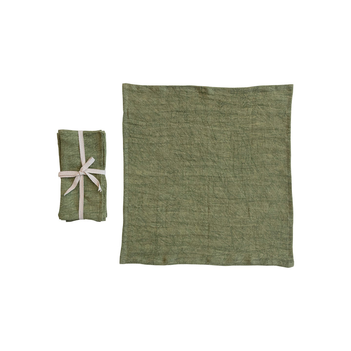 Stonewashed napkins, set of 4, green