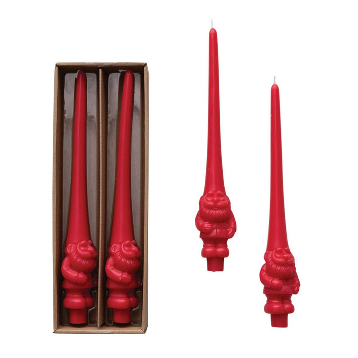 Red Gnome Taper Candle, set of 2