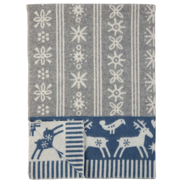 Lapland Woven Blanket, eco lambs wool, blue