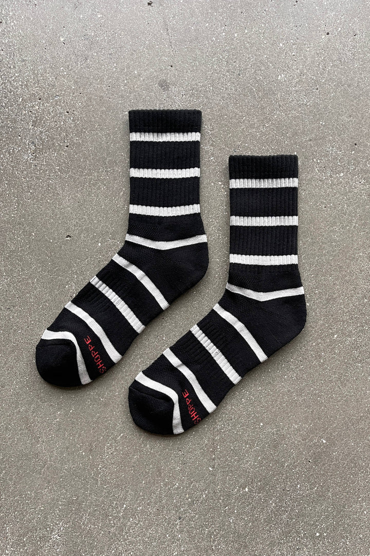 Striped Boyfriend Socks: Black Stripe