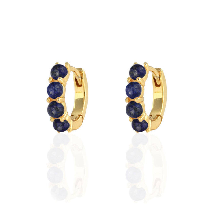 Blue Lapis Huggie Hoop Earrings